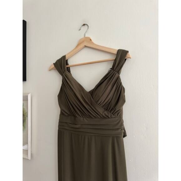 BHLDN by Anthropologie NWT Racine Off-the-Shoulder Olive Green Maxi Dress Size 8 - Picture 8 of 10